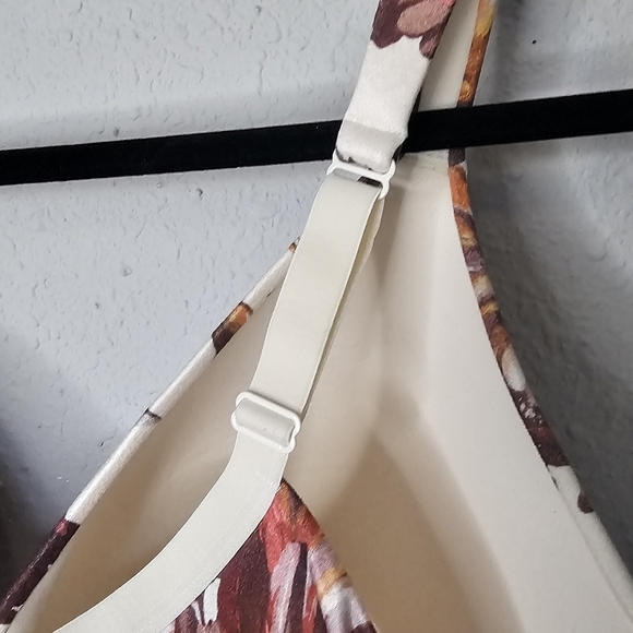 Cacique Intuition Full Coverage Womens Bra 40DDD Ivory Cream Brown Fall Leaves - Picture 7 of 11